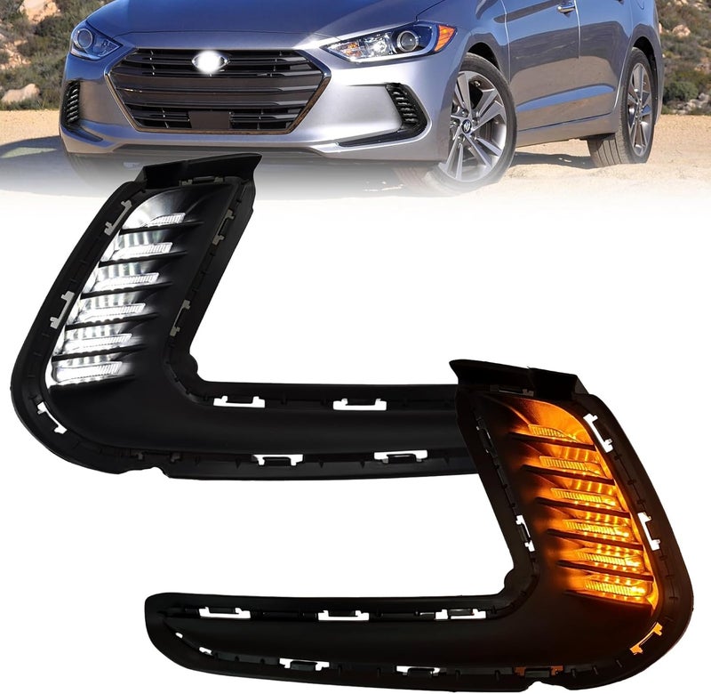 WILD BEAR LED Fog Lights with DRL Compatible with 2016 2017 2018 Hyundai Elantra Daytime Running Light with Turn Signal Dual Functions - Image 1